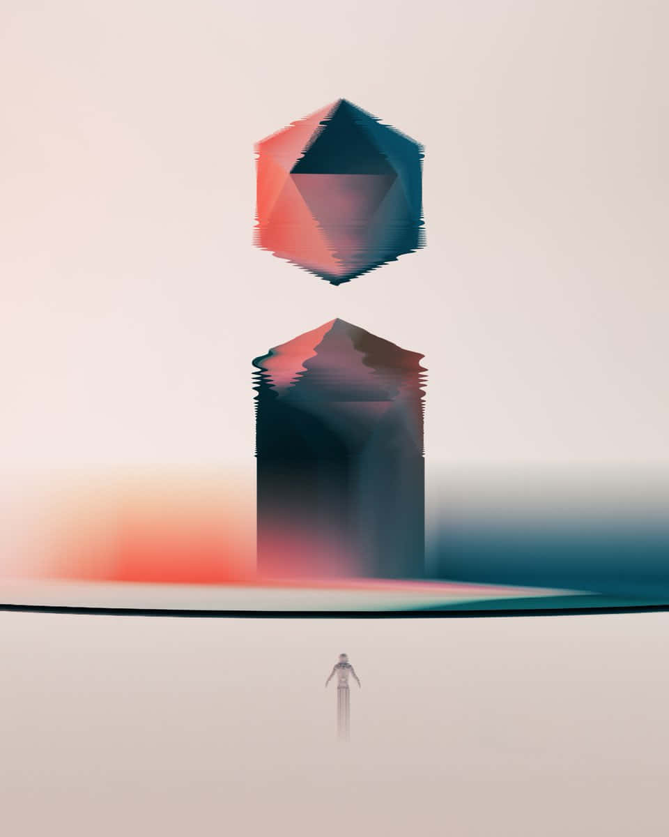 A Person Standing In Front Of A Building With A Geometric Shape Background