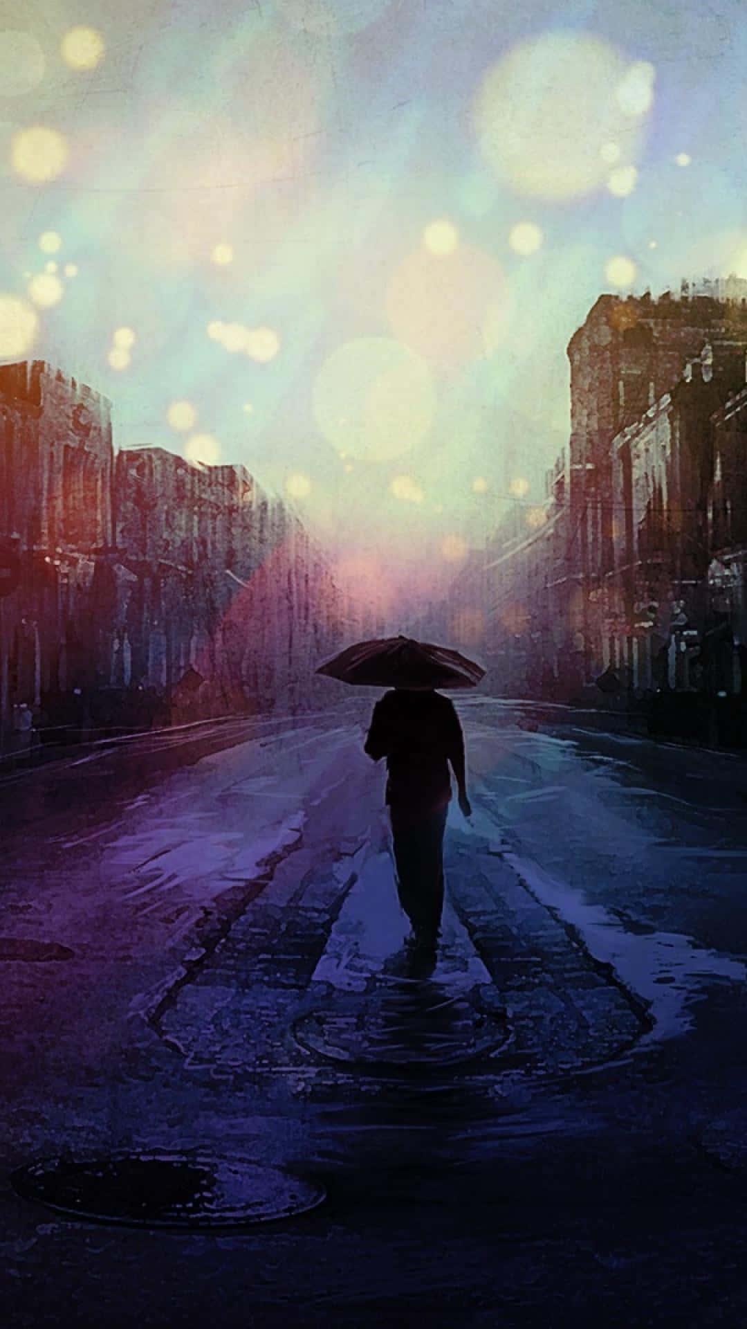 A Person Walking Down A Street Background