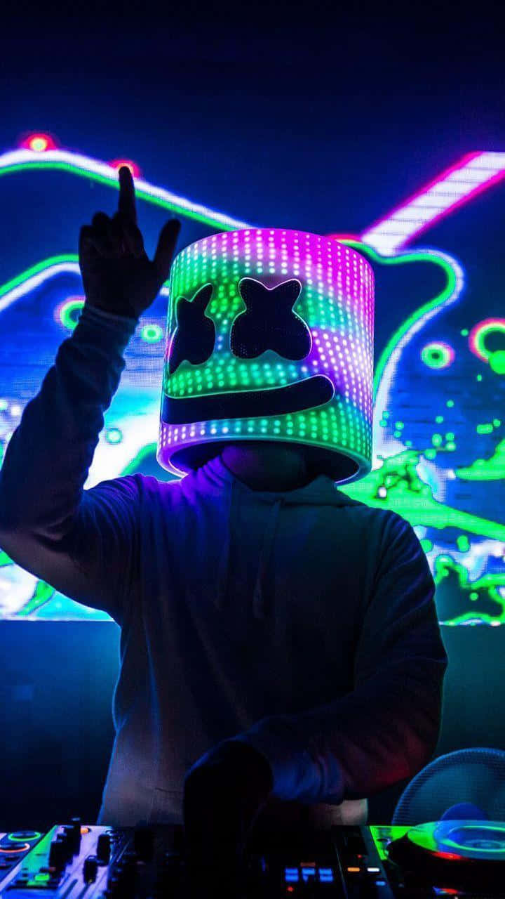 A Person Wearing A Neon Dj Headband Background