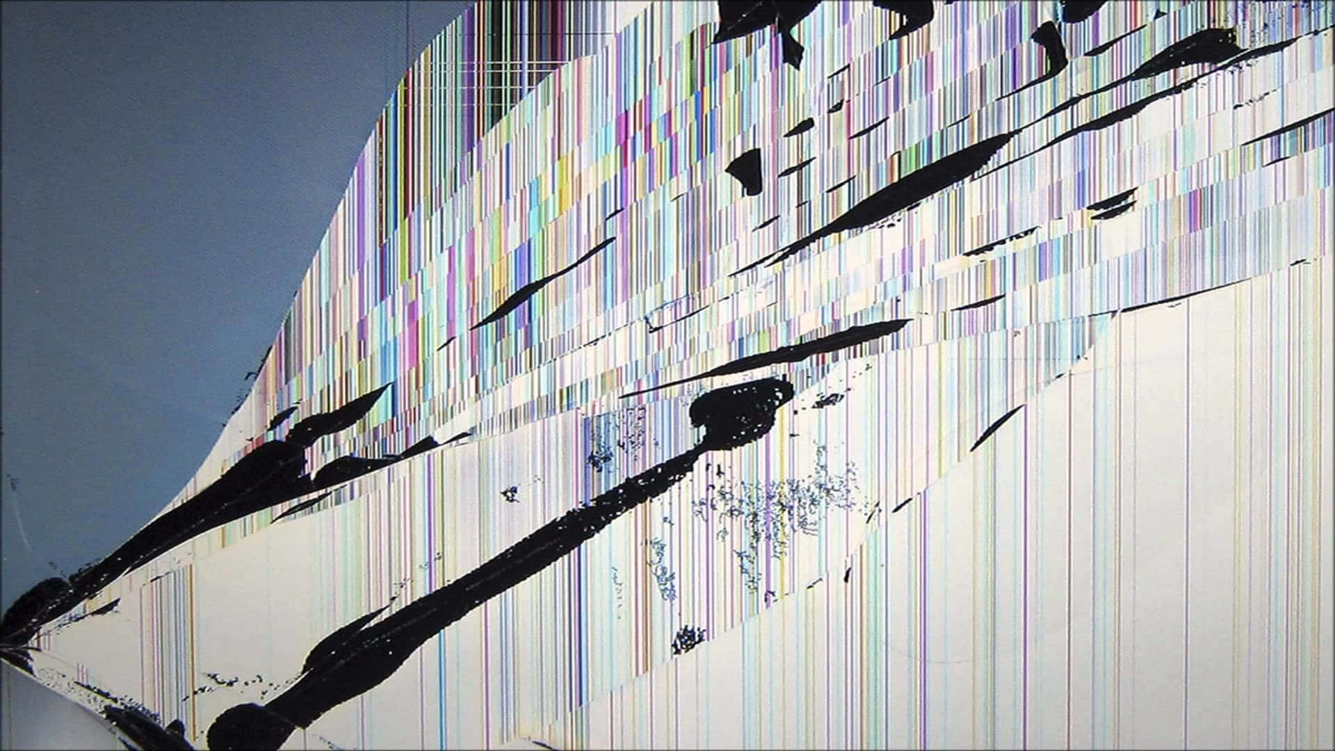 A Photo Of A Broken Screen With A White Background Background
