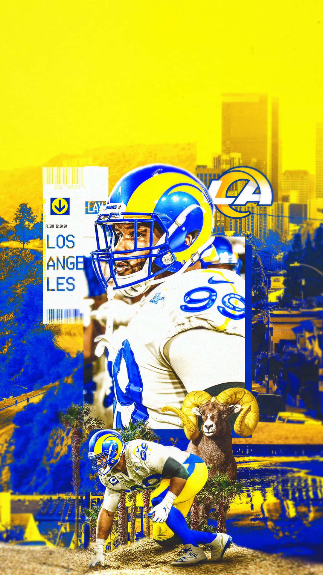 A Photo Of A Rams Player In A City Background