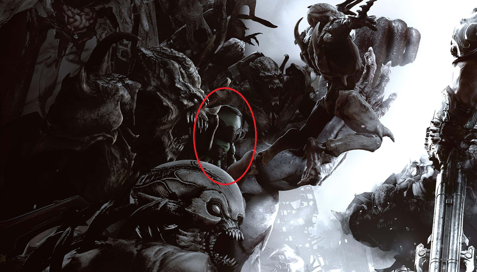 A Picture Of A Man With A Red Circle Around His Head Background