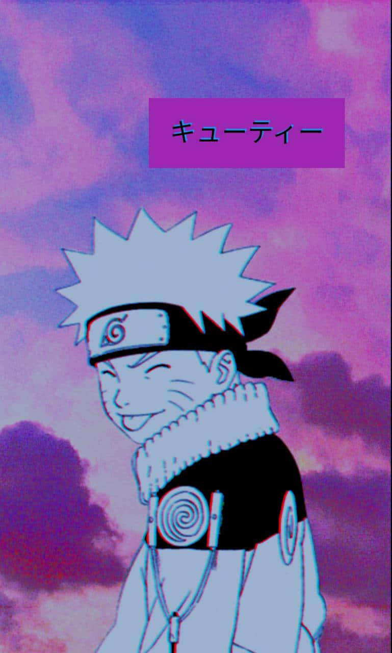A Picture Of A Naruto Character With A Purple Sky Background