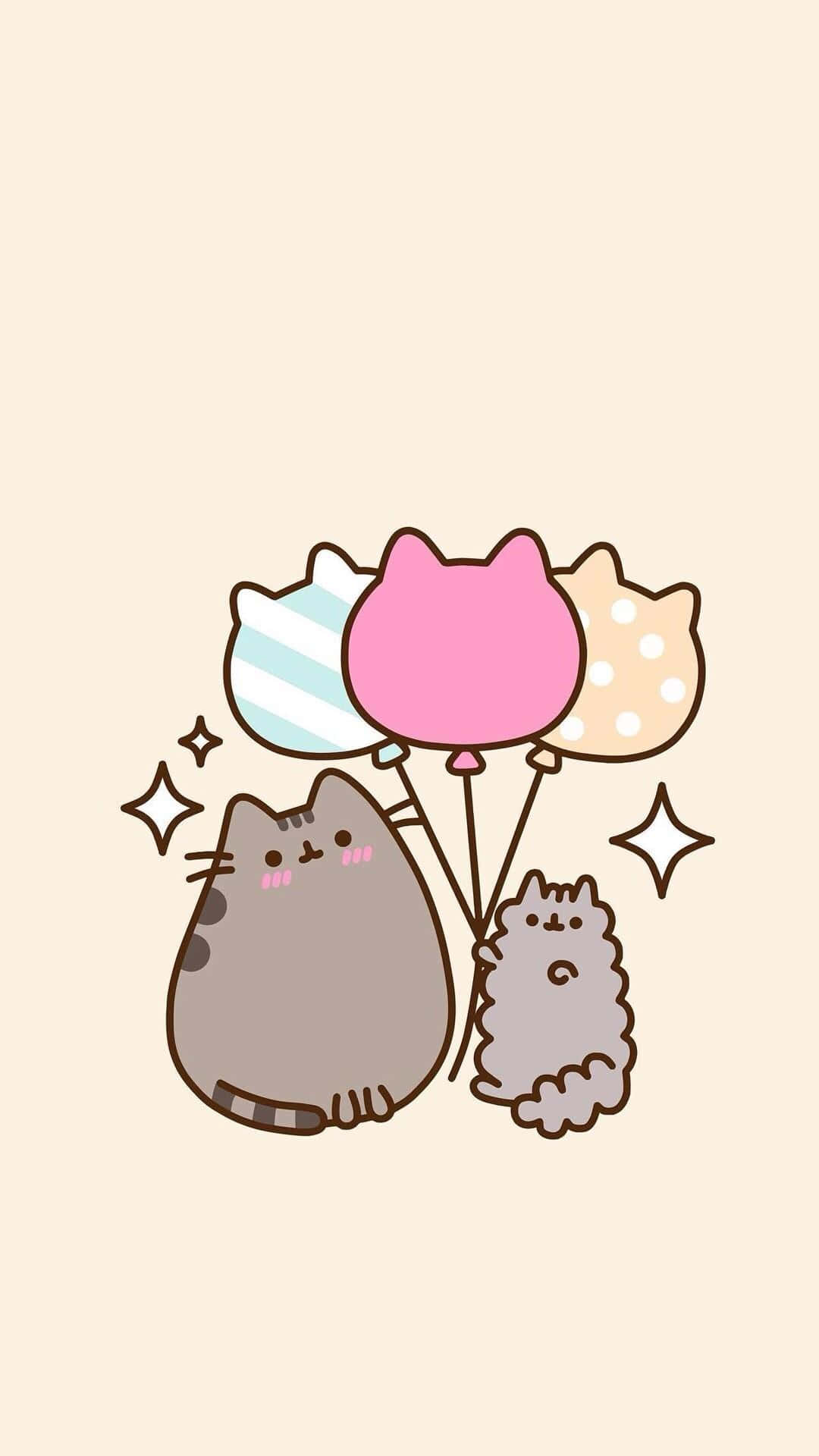 A Picture Of Kawaii Pusheen Taking A Cute Nap Background
