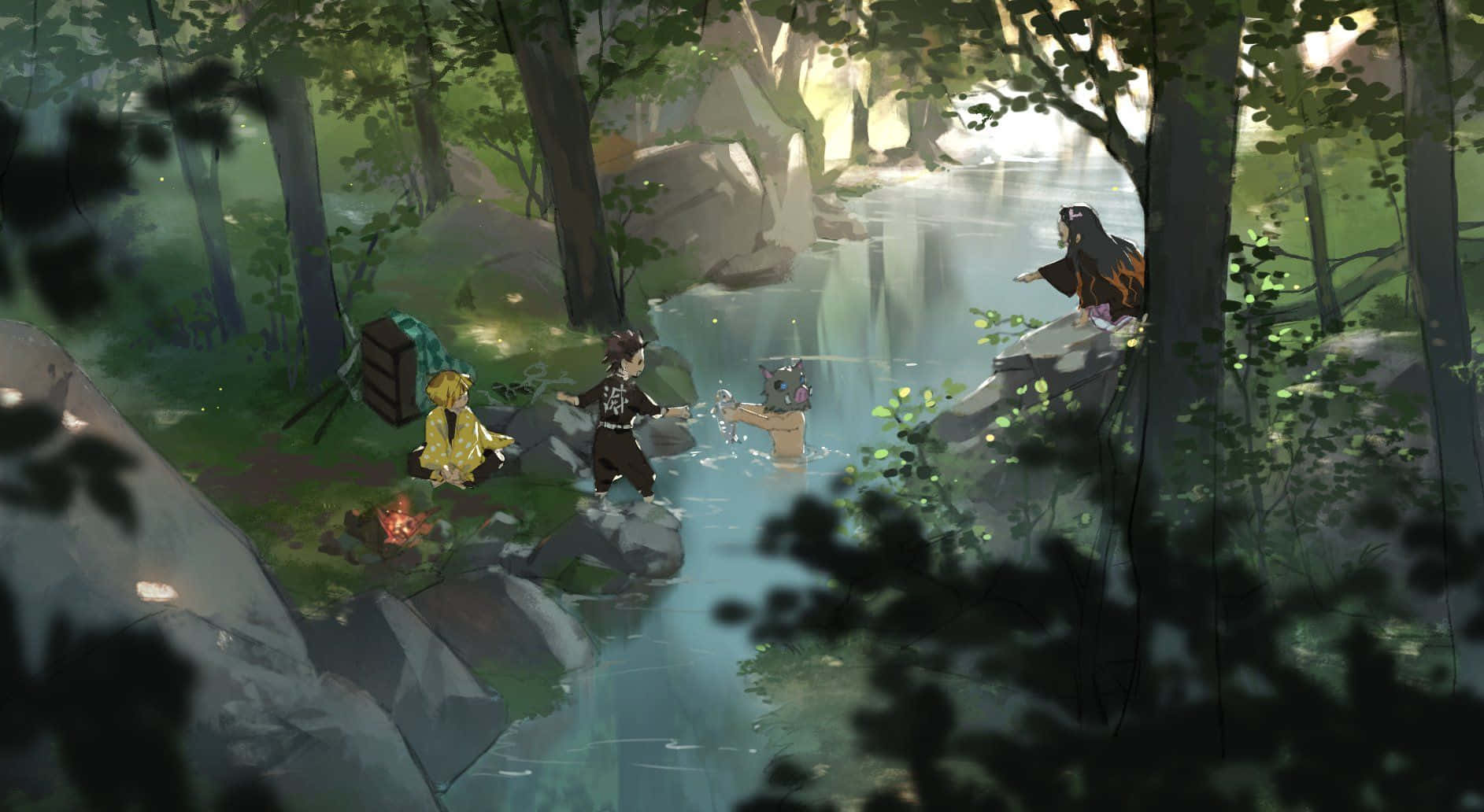 A Picturesque View Of A Beautiful And Mysterious Demon Slayer Scenery Background