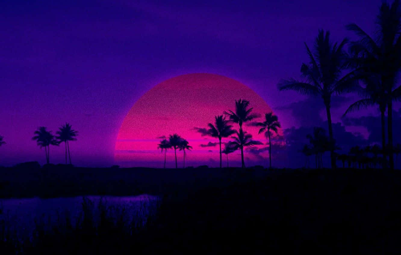 A Picturesque View Of A Glowing, Retro Sunset. Background