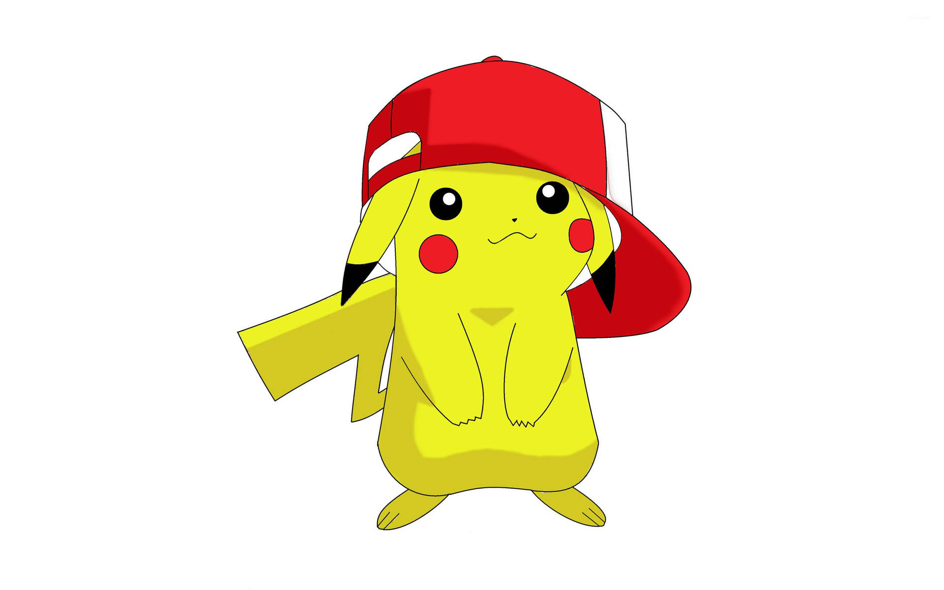 A Pikachu Wearing A Big Yellow Cap Background