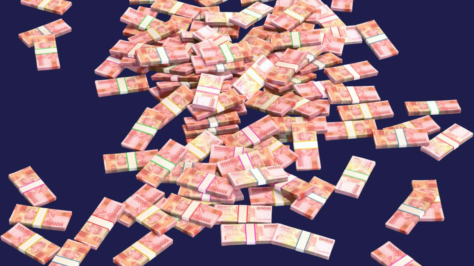 A Pile Of Money On A Blue Background Background