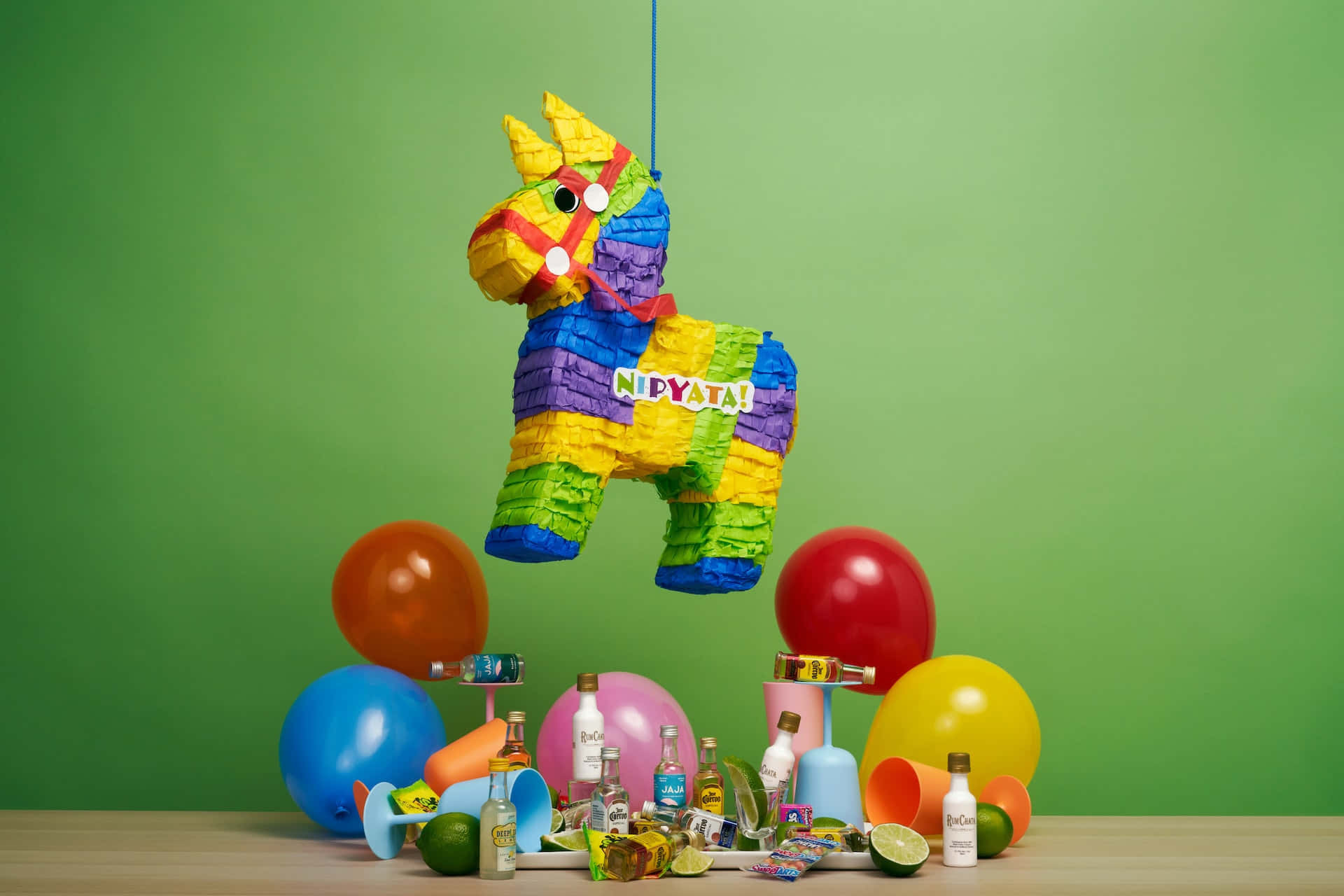 A Pinata Hanging From A Balloon Background