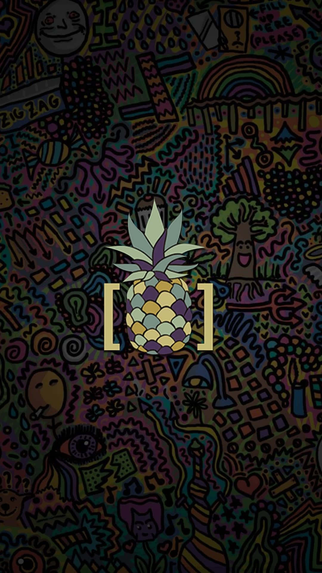 A Pineapple Logo With A Colorful Background