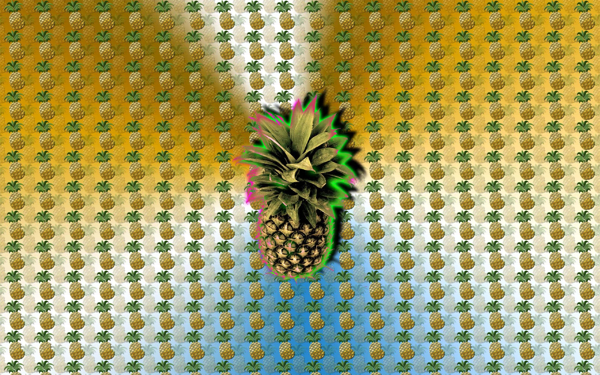 A Pineapple On A Yellow And Blue Background Background