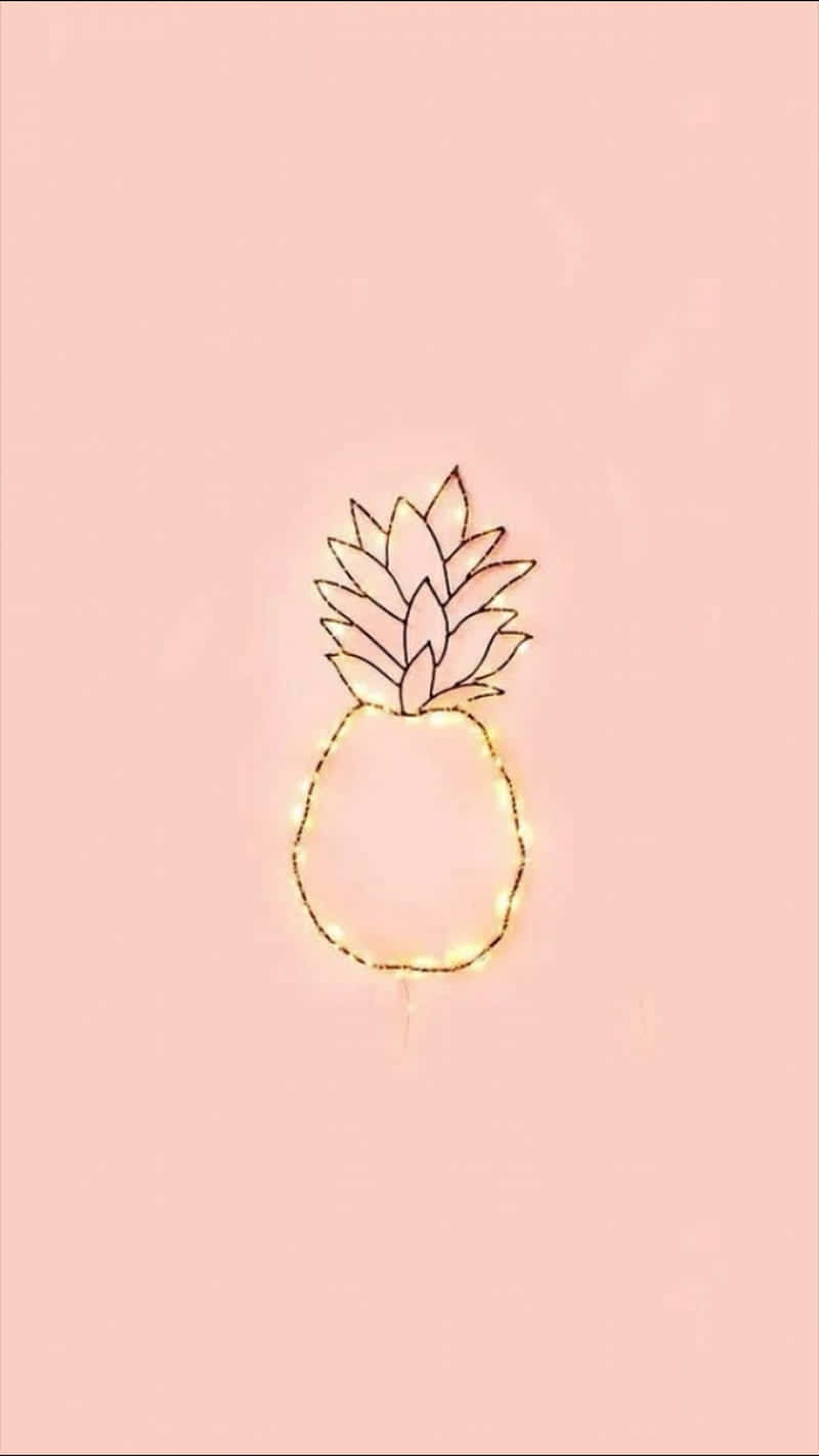 A Pineapple With Lights On A Pink Background Background