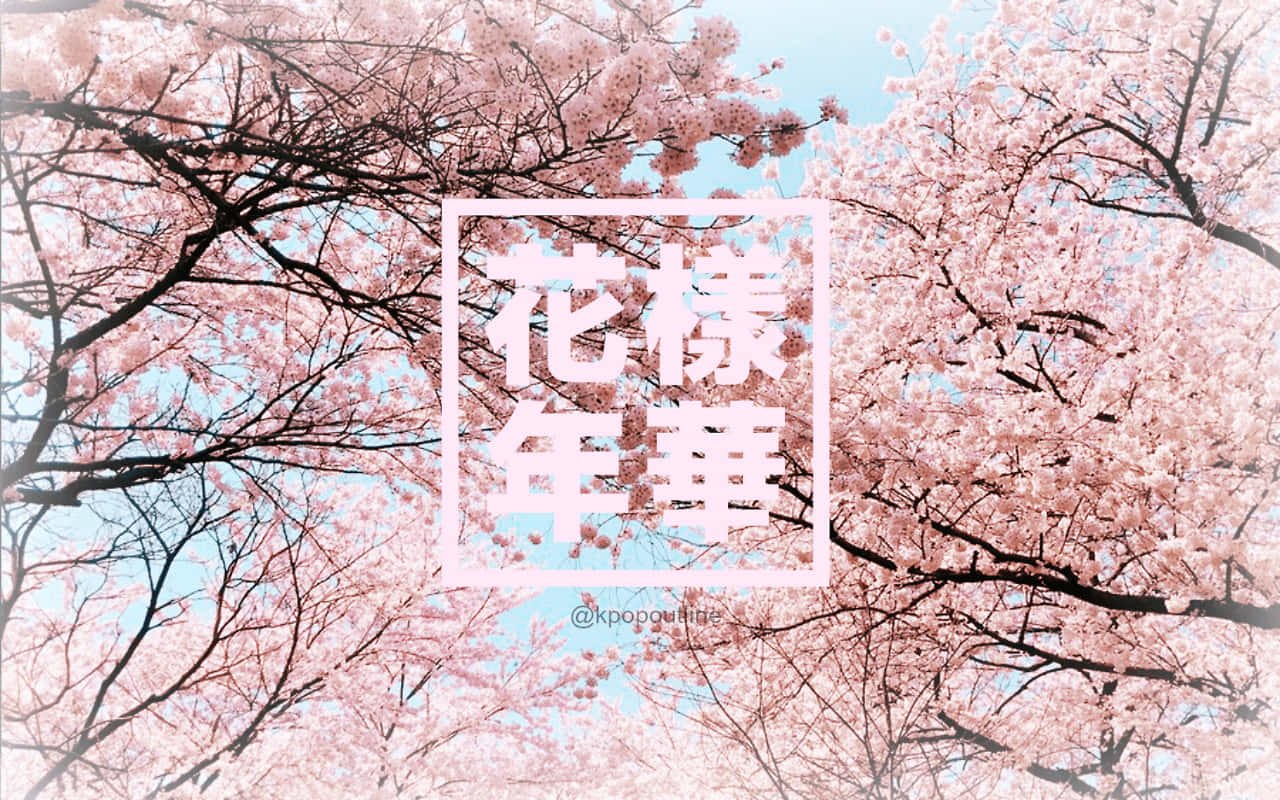 A Pink Aesthetic Desktop Background Featuring Bts
