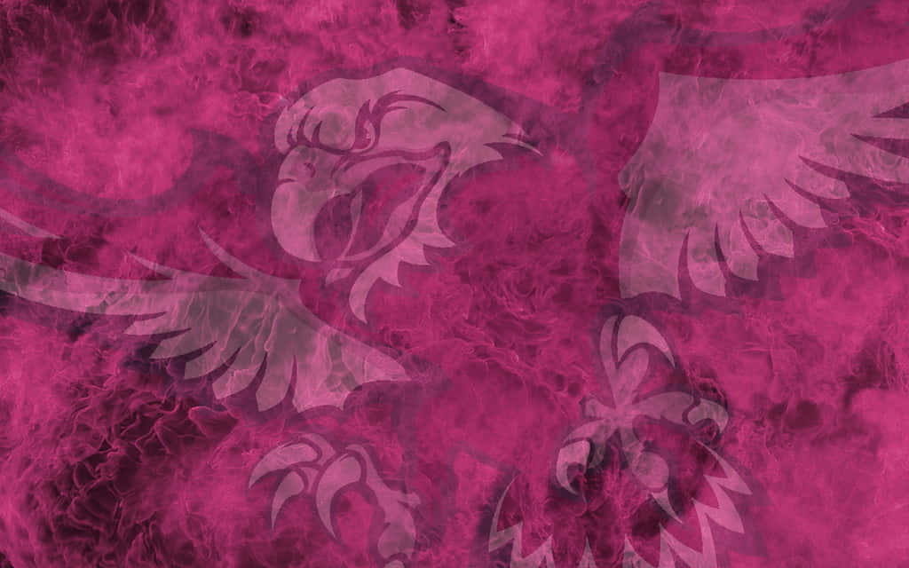 A Pink And Black Eagle Logo On A Pink Background Background