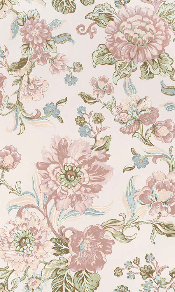 A Pink And Blue Floral Wallpaper Background