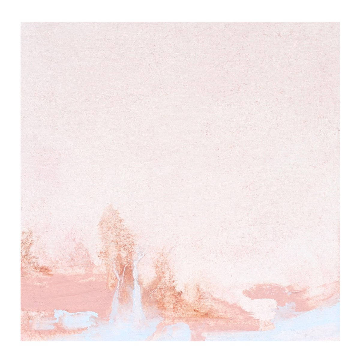 A Pink And Blue Painting With A White Background