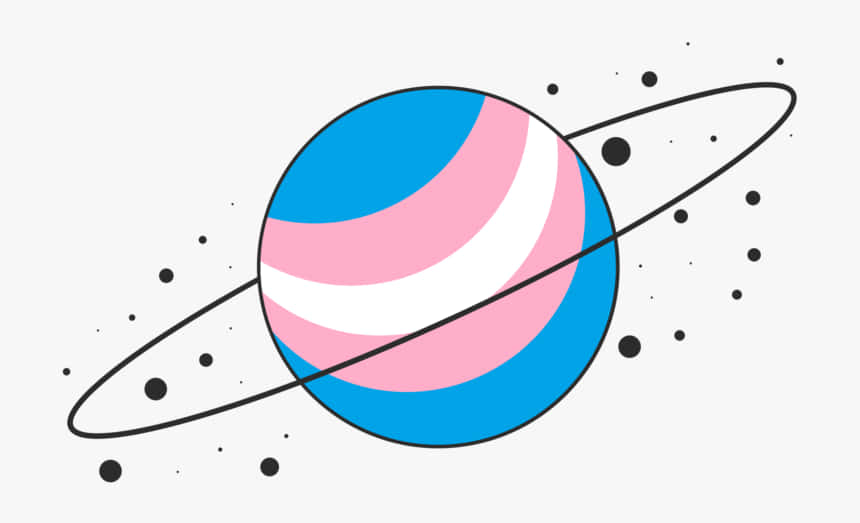 A Pink And Blue Planet With Dots Around It Background