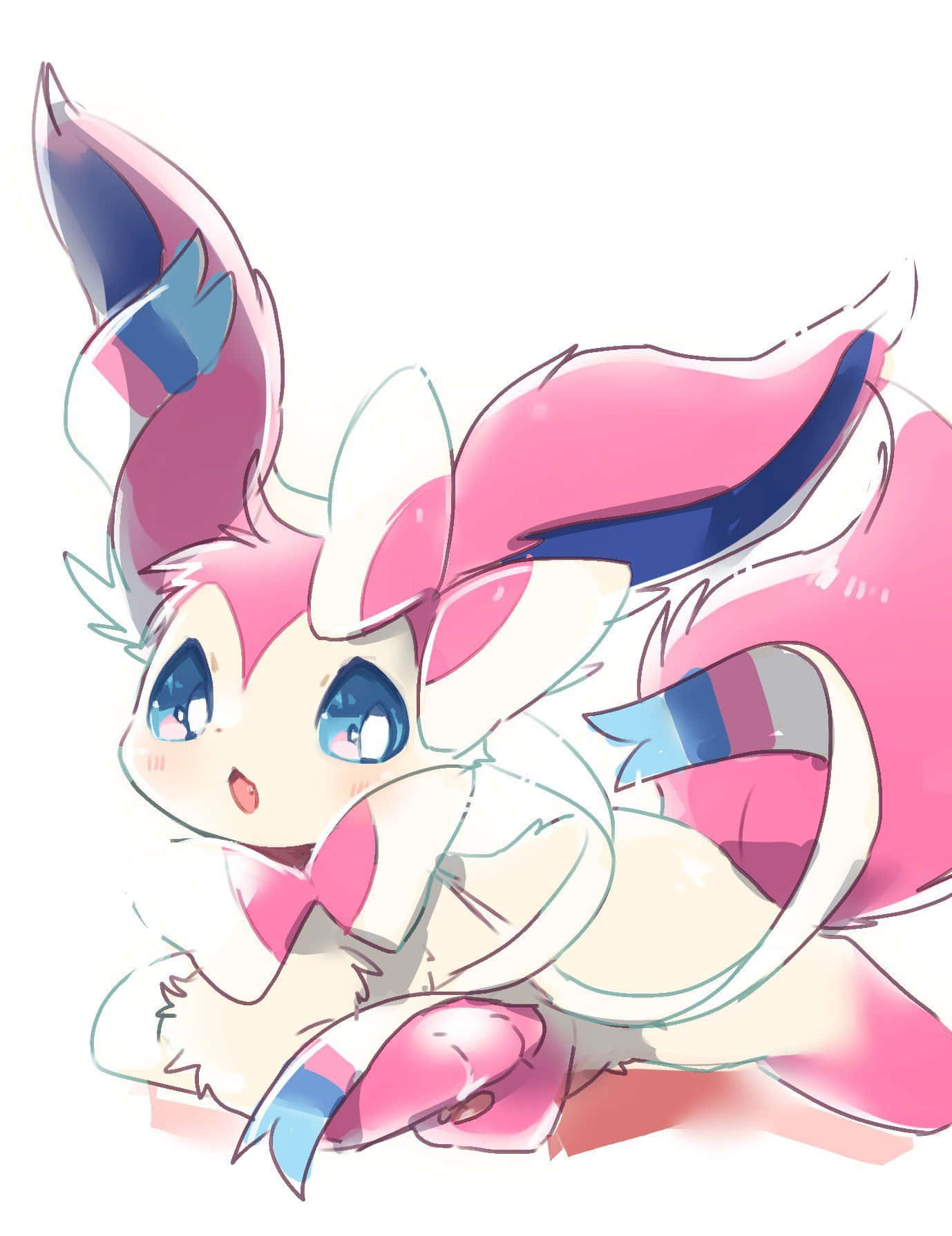 A Pink And Blue Pokemon With Long Ears Background