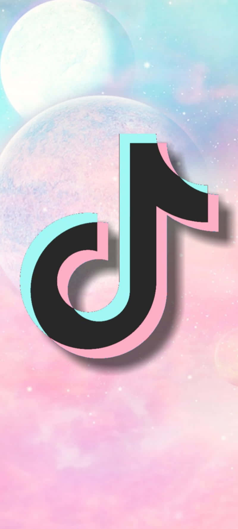 A Pink And Blue Tiktok Logo On A Pink Background