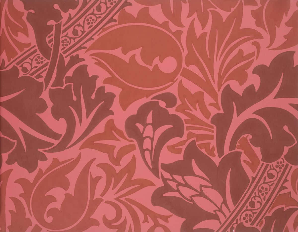 A Pink And Brown Wallpaper With Floral Designs Background