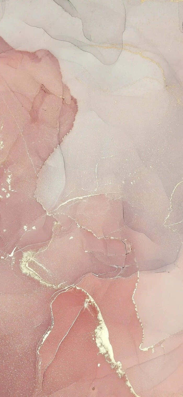 A Pink And Gold Abstract Painting On A White Background Background