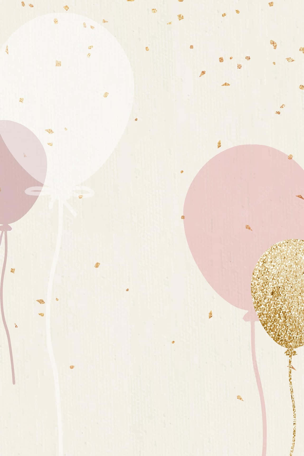 A Pink And Gold Balloons On A White Background Background