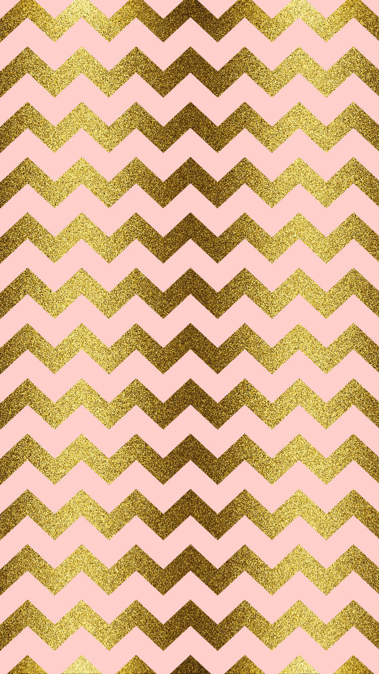 A Pink And Gold Chevron Pattern Background
