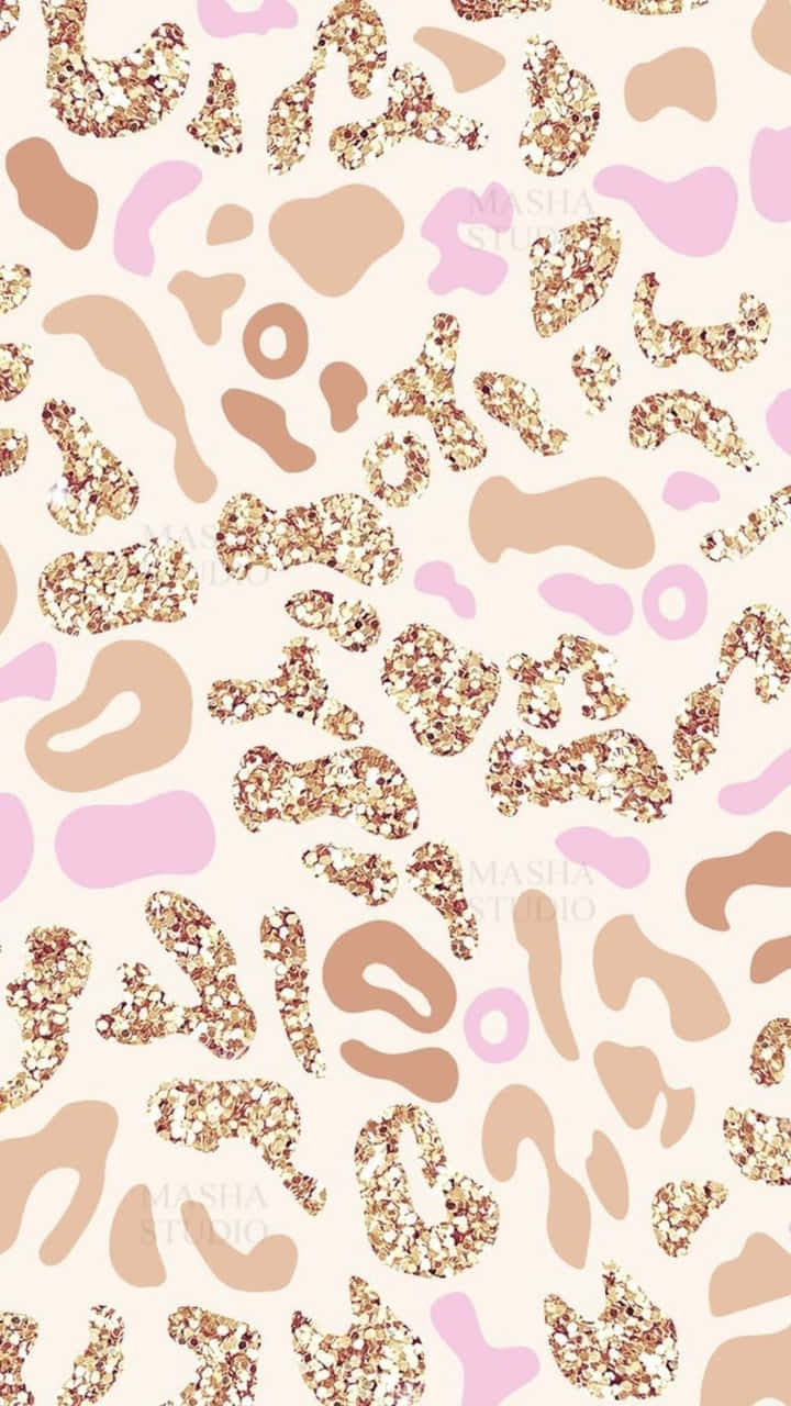 A Pink And Gold Leopard Print Pattern Background