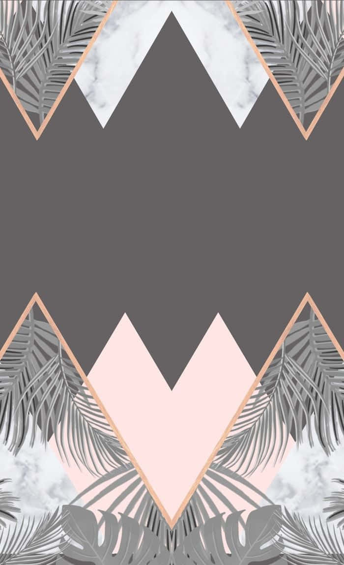 A Pink And Gray Marble Background With Palm Leaves Background