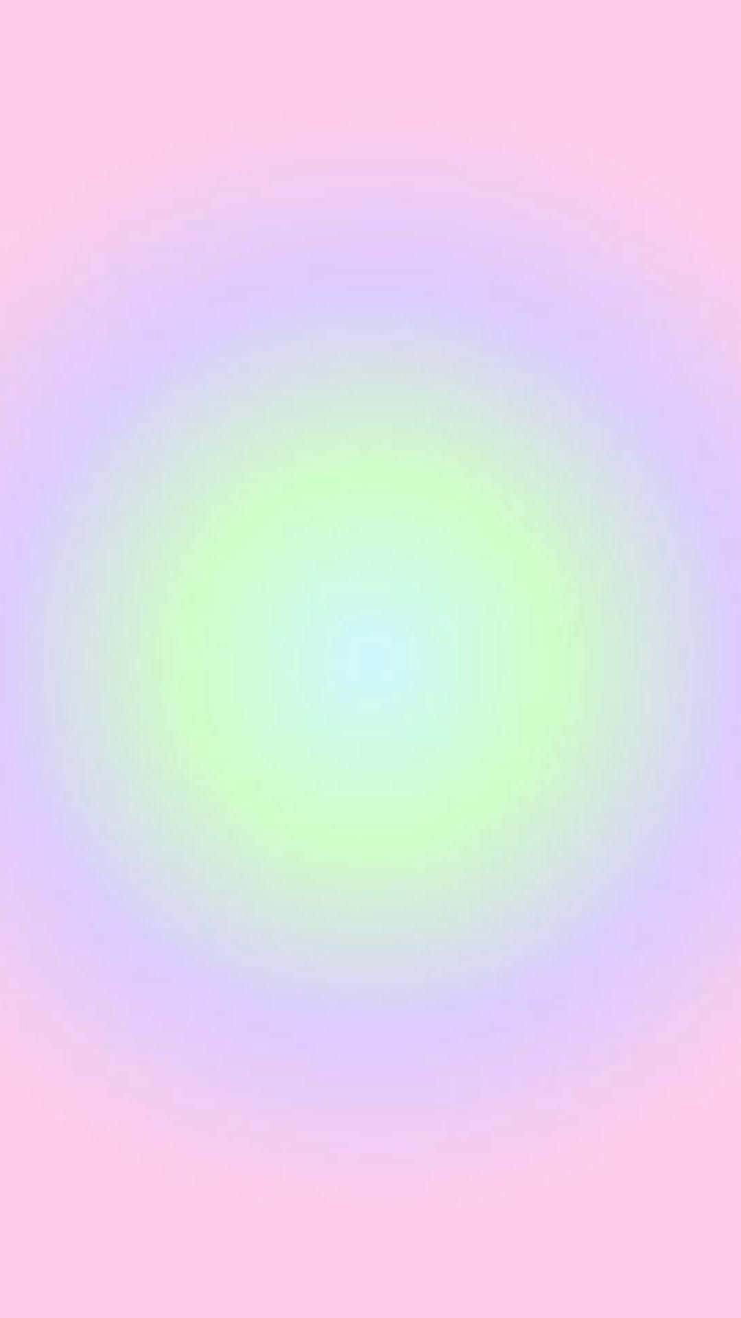 A Pink And Green Background With A Rainbow