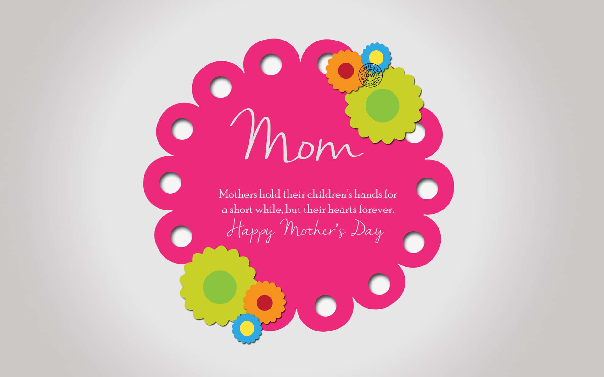 A Pink And Green Card With The Word Mom Background