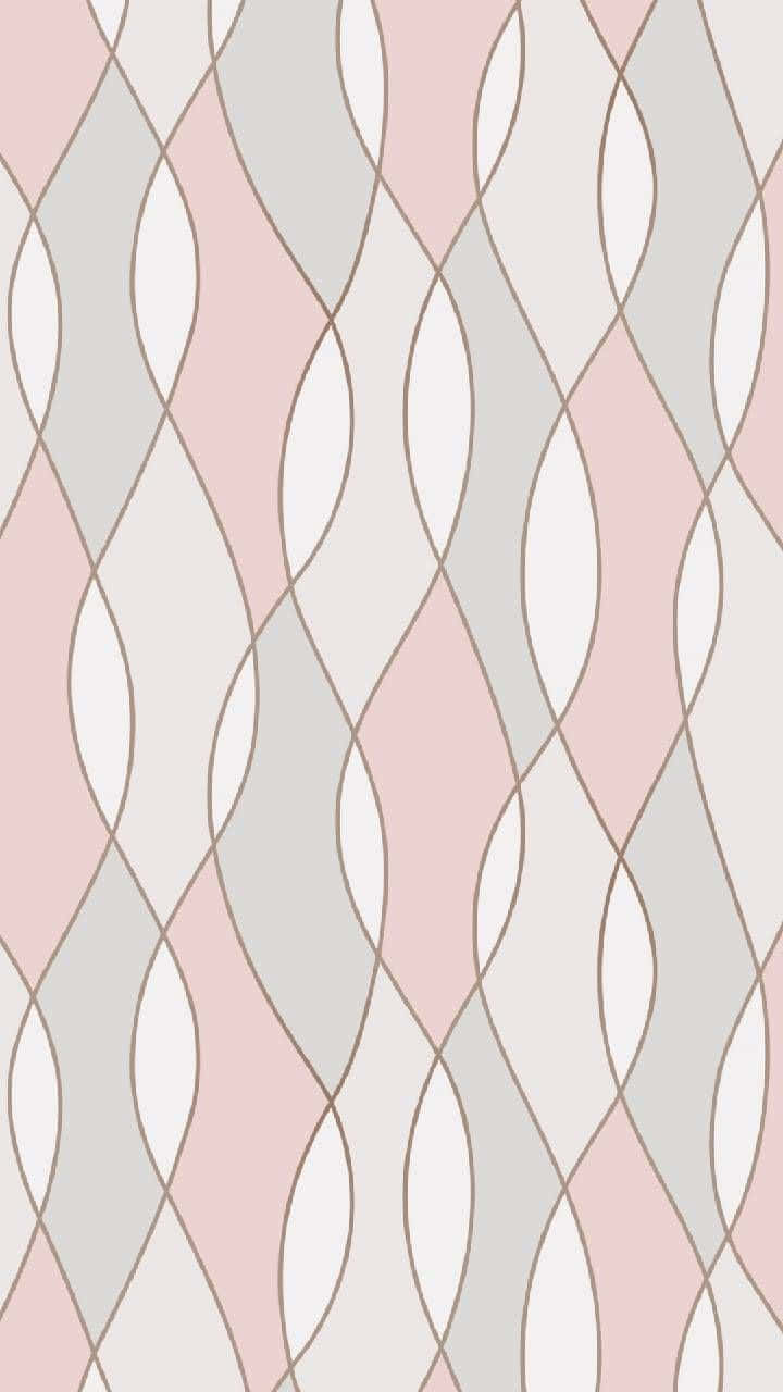 A Pink And Grey Wallpaper With Wavy Lines Background