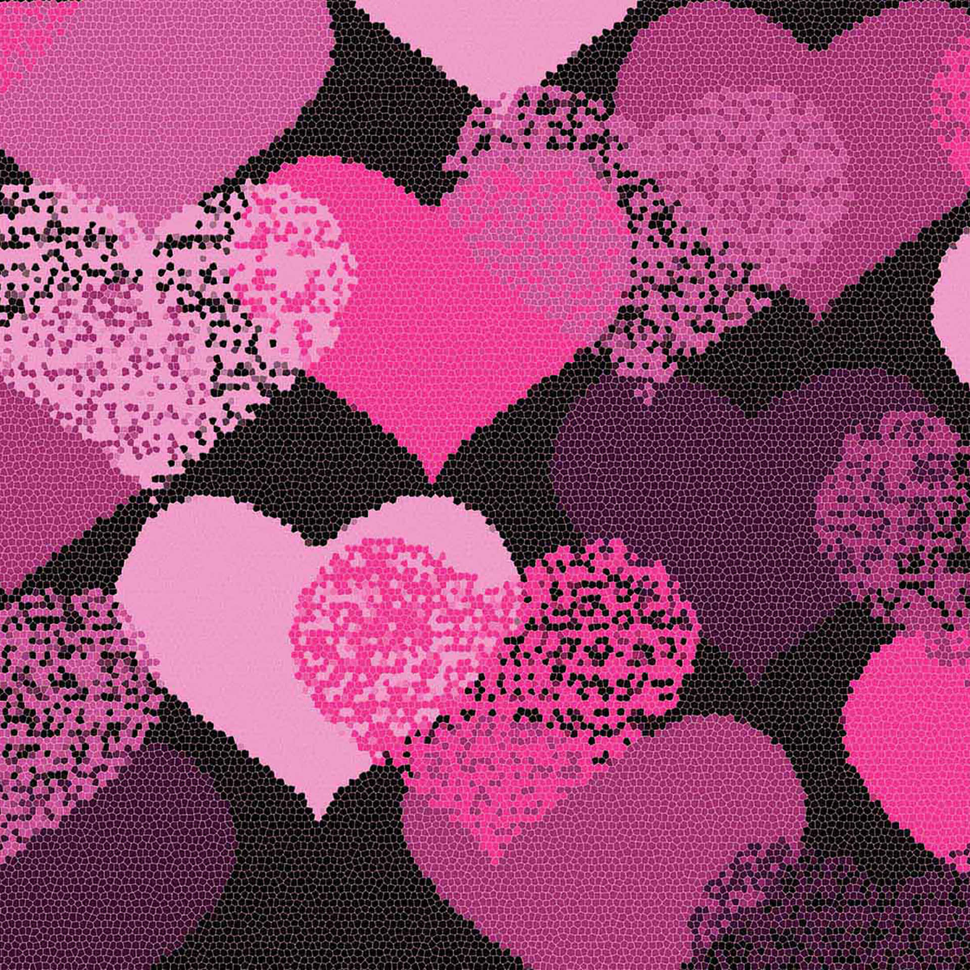 A Pink And Purple Heart Pattern On A Black Background Background