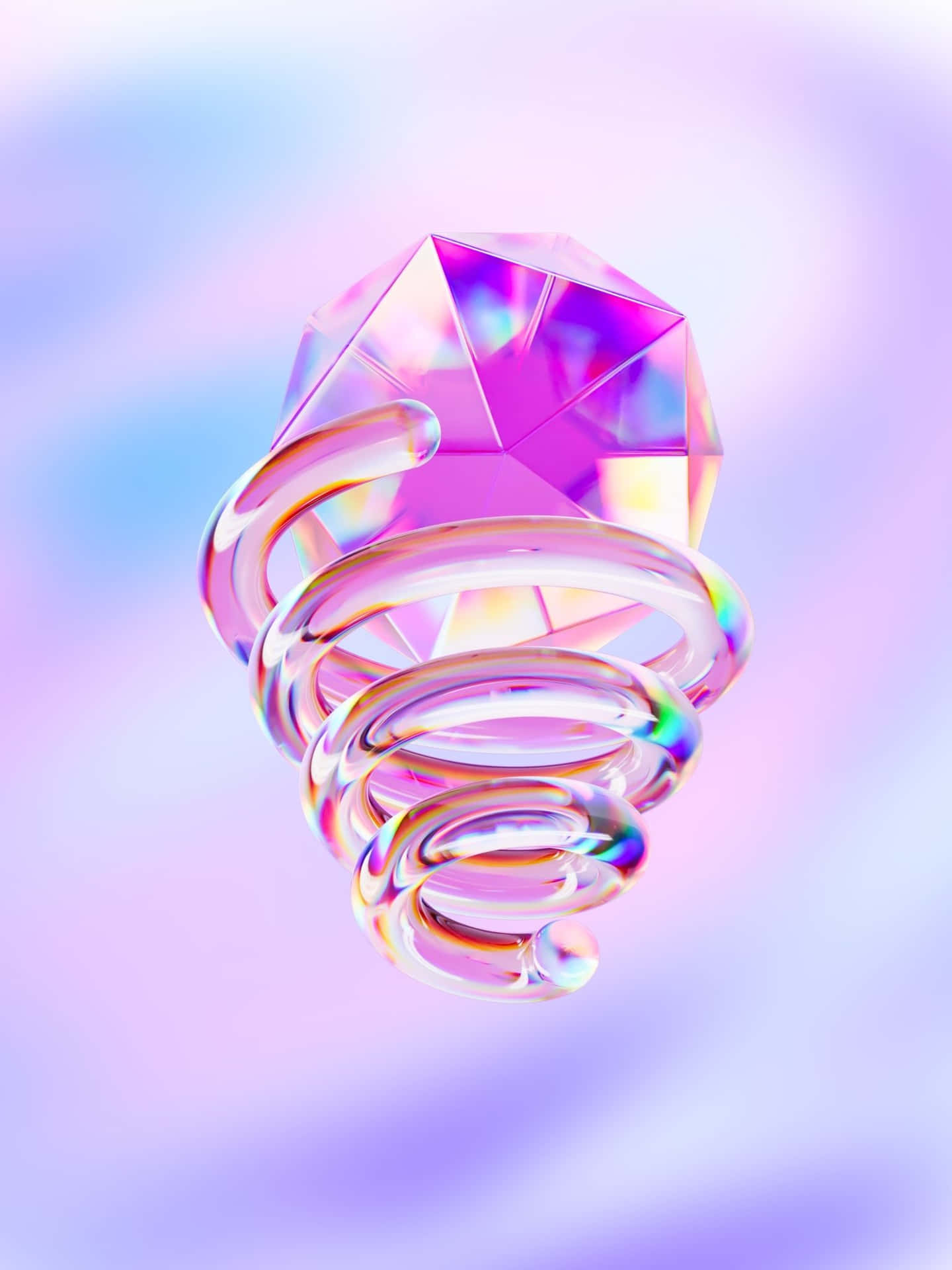 A Pink And Purple Spiral Ring On A Blue Background