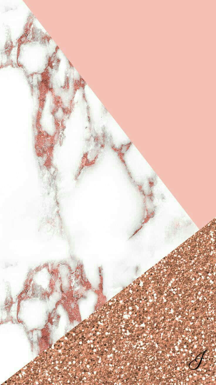A Pink And White Marble Background With A Gold Glitter Background