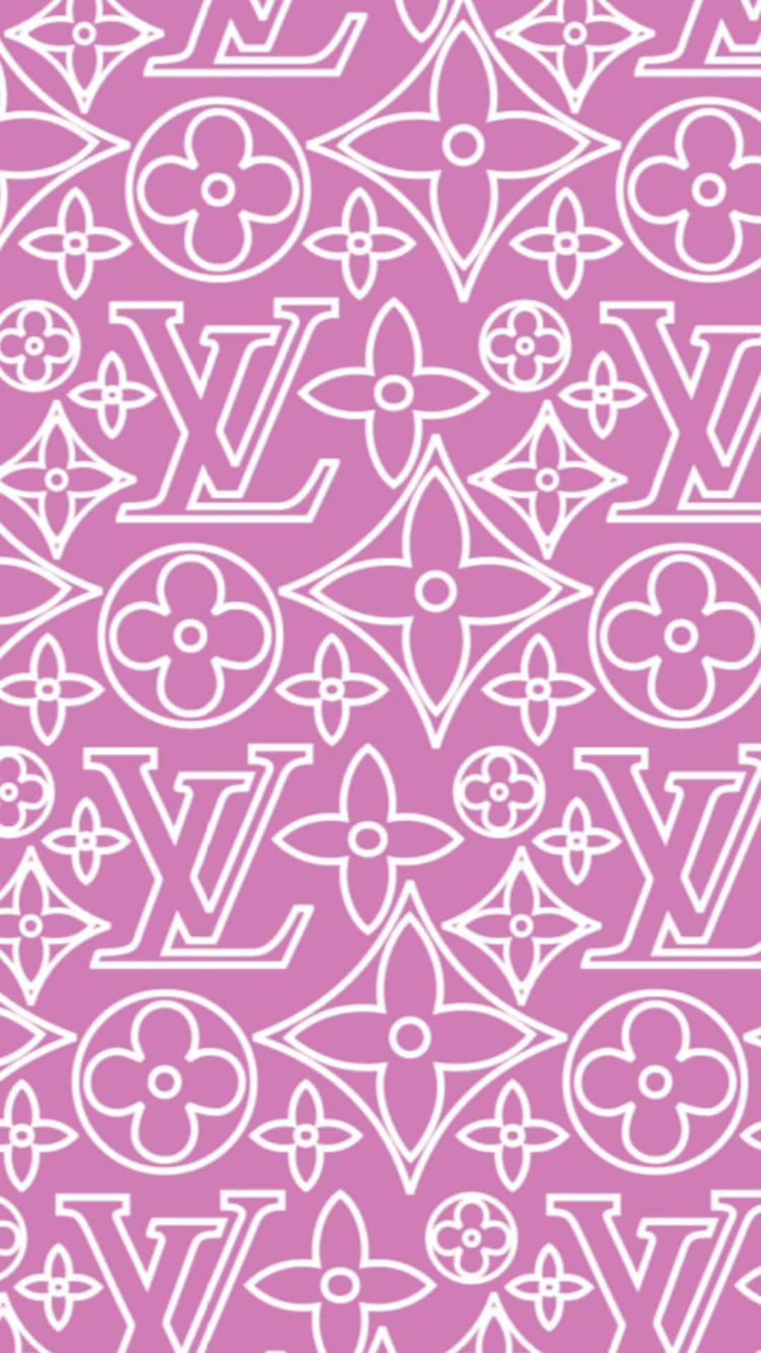 A Pink And White Pattern With Louis Vuitton Logos Background