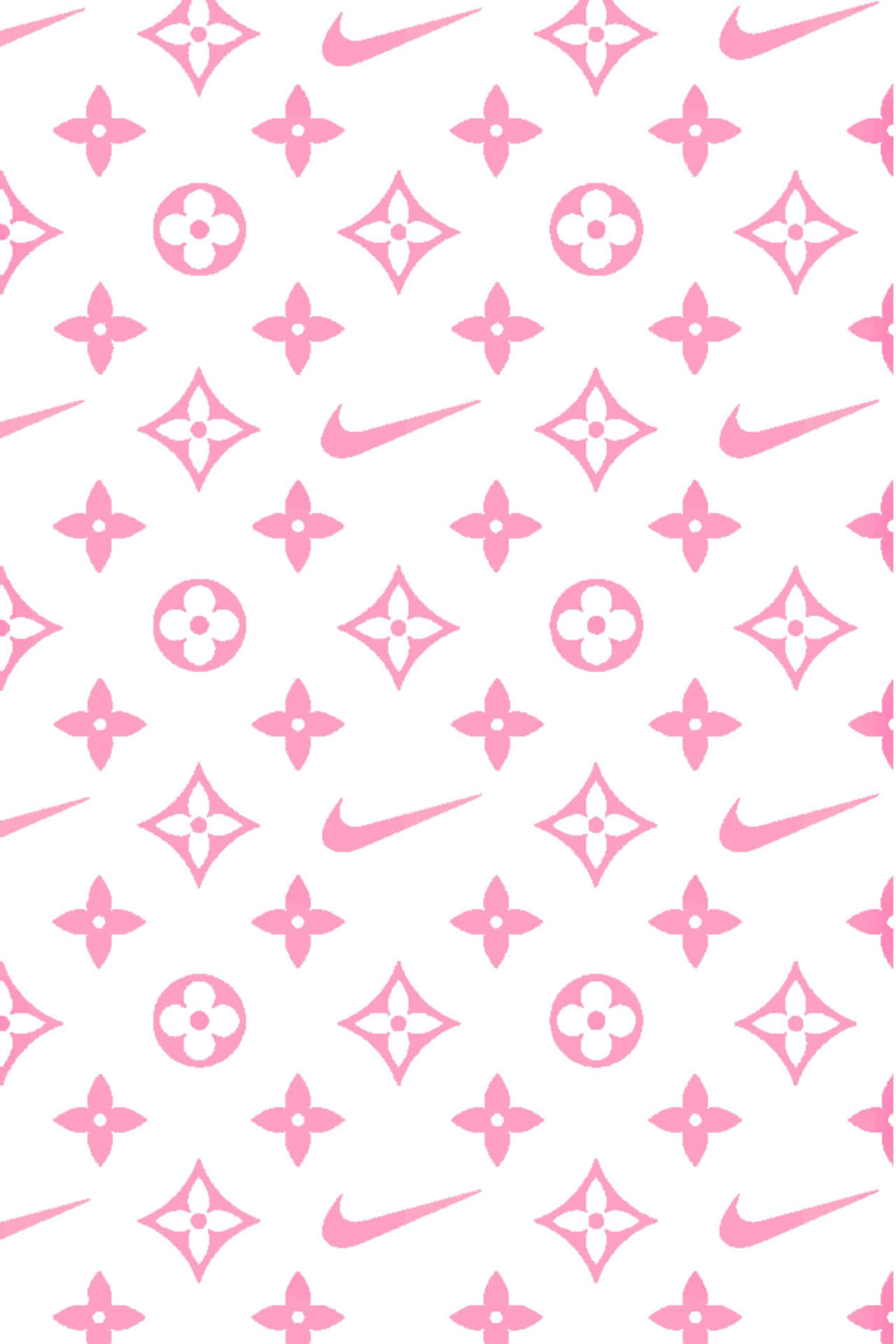 A Pink And White Pattern With Nike Logos Background