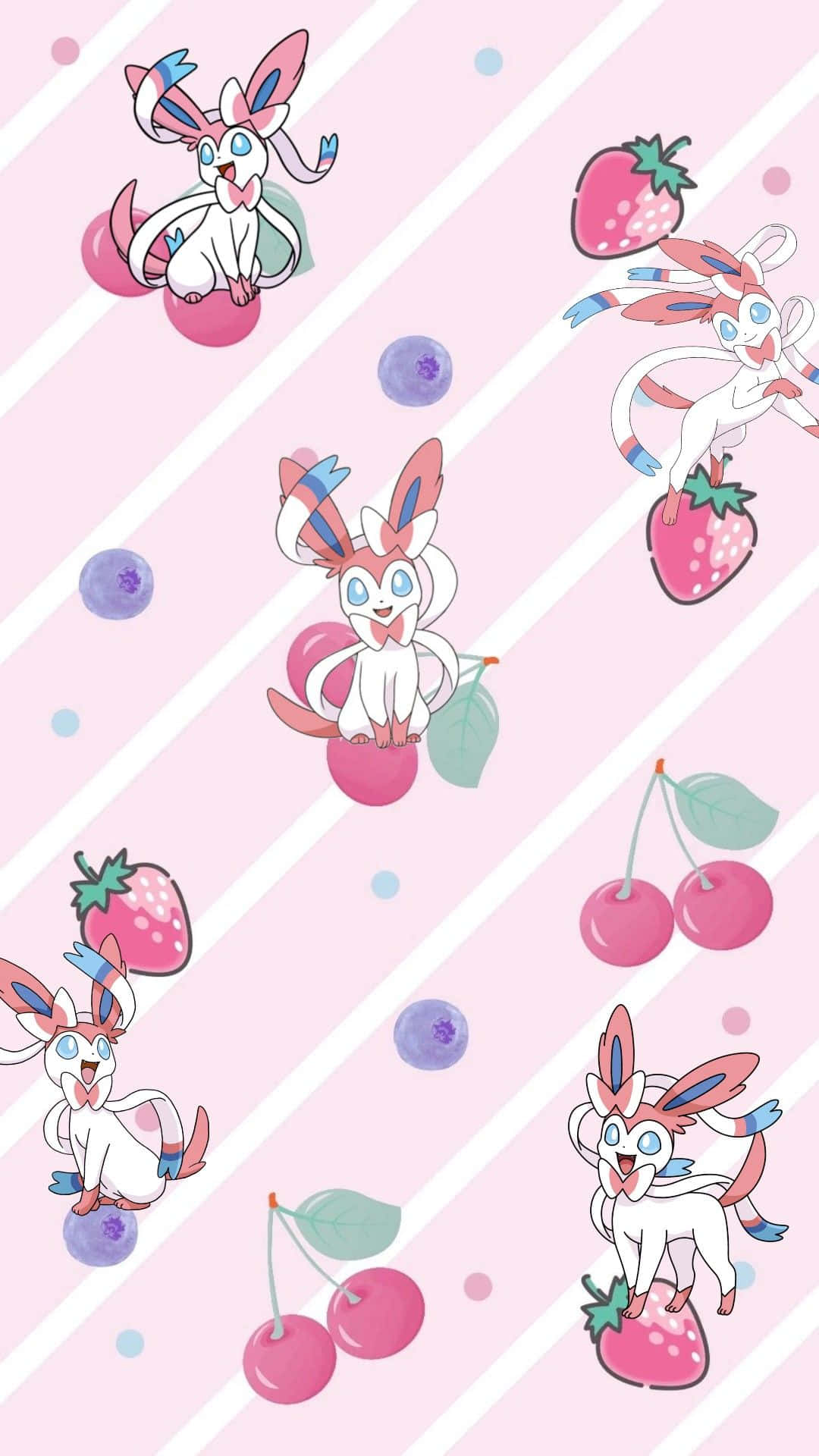 A Pink Background With A Cute Bunny And Strawberries Background