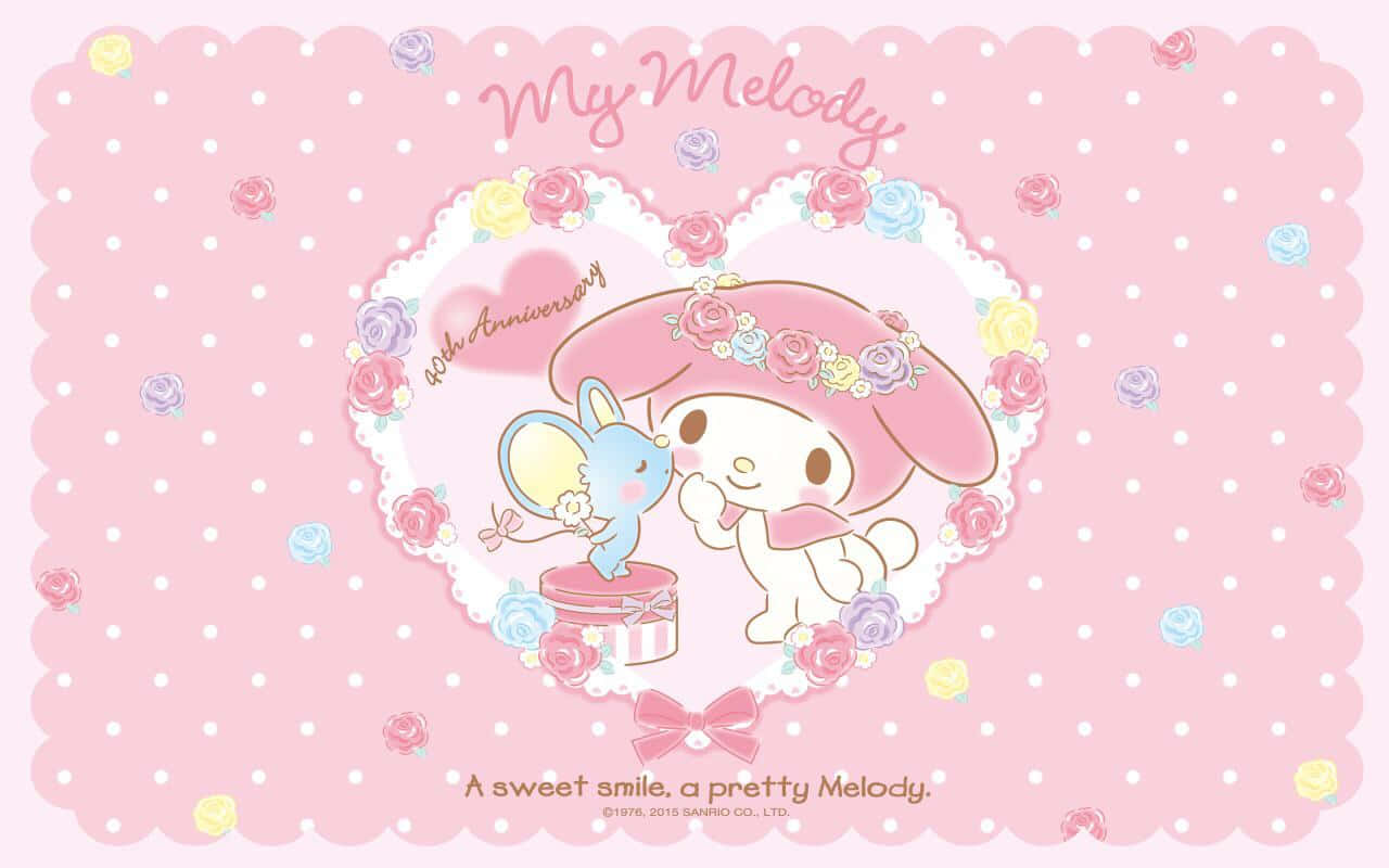 A Pink Background With A Cute Cartoon Character Background
