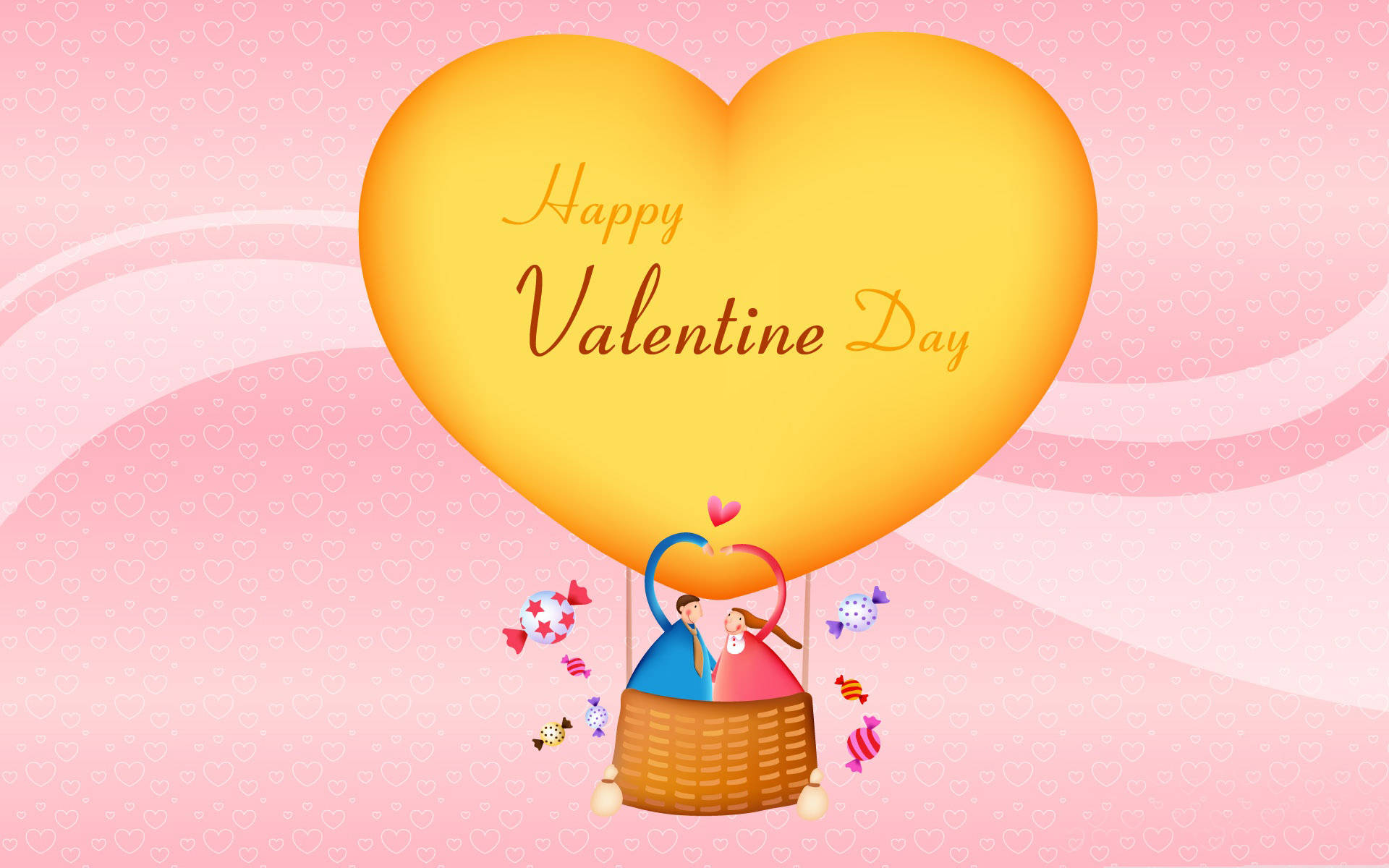 A Pink Background With A Heart Shaped Balloon Background