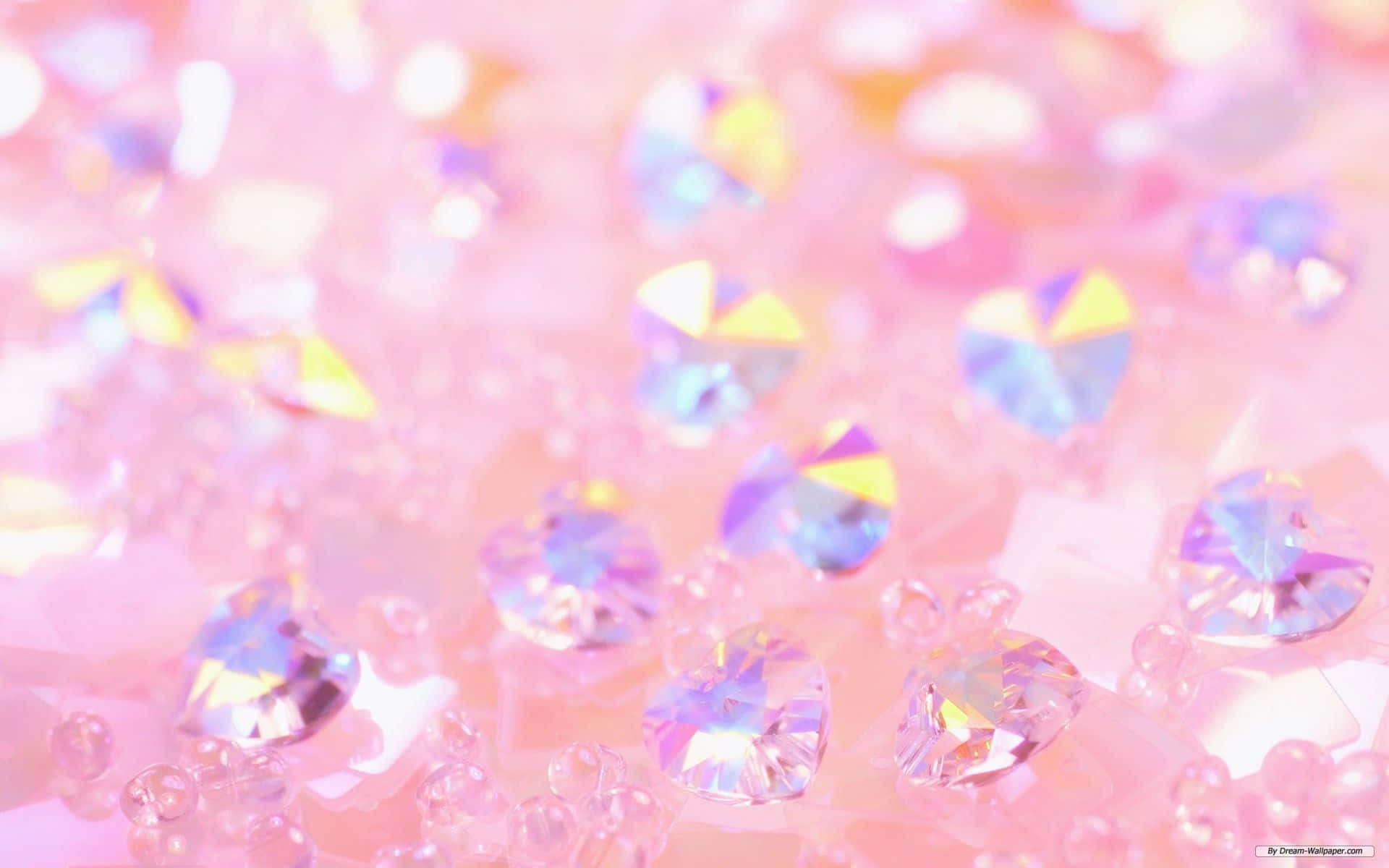 A Pink Background With A Lot Of Crystals Background