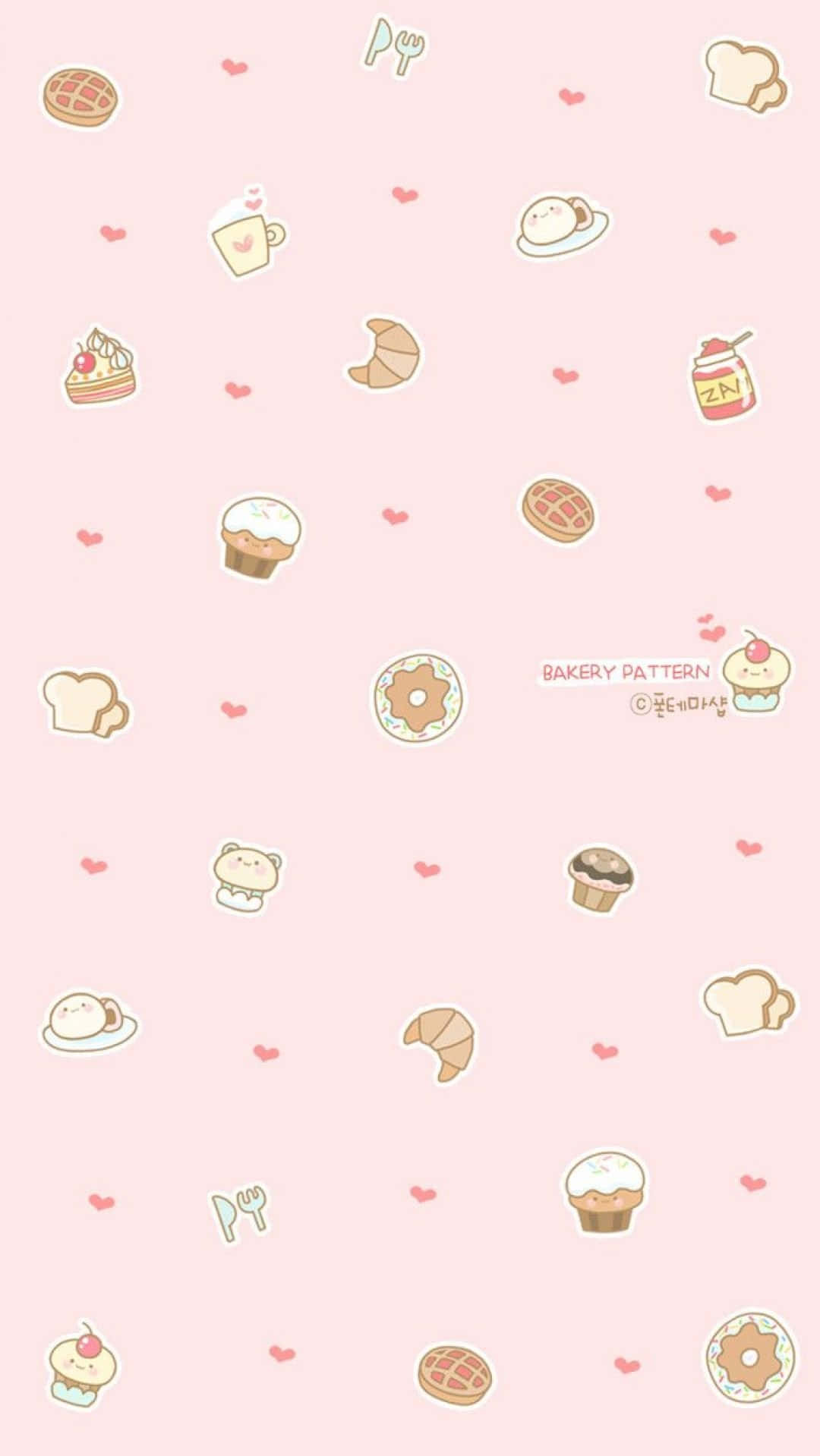 A Pink Background With A Lot Of Different Food Items