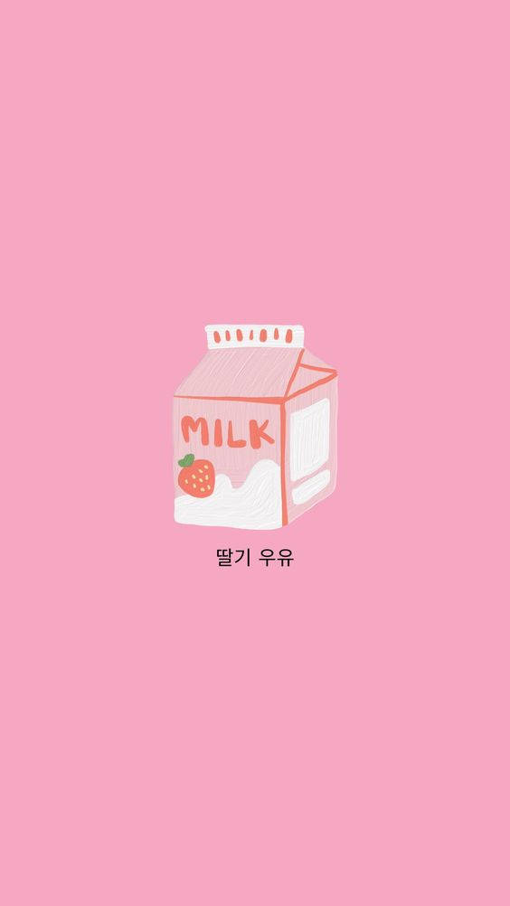 A Pink Background With A Milk Box On It Background