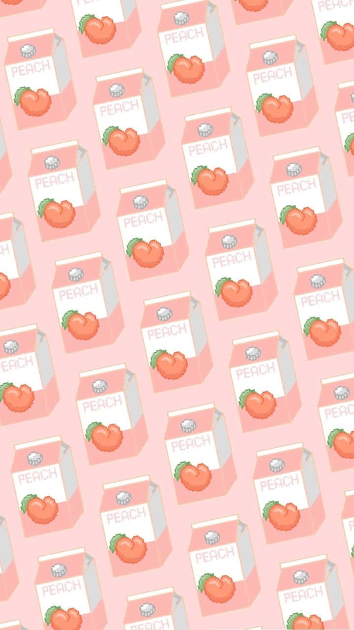 A Pink Background With A Pattern Of Peaches