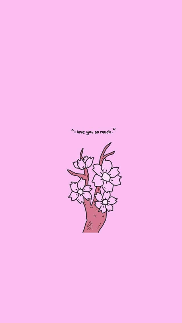 A Pink Background With A Pink Flower On It Background