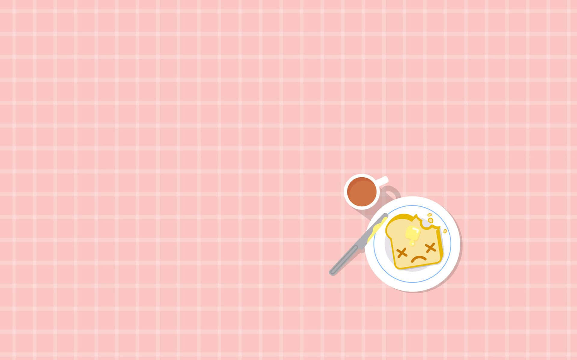 A Pink Background With A Plate And Cup Of Coffee Background