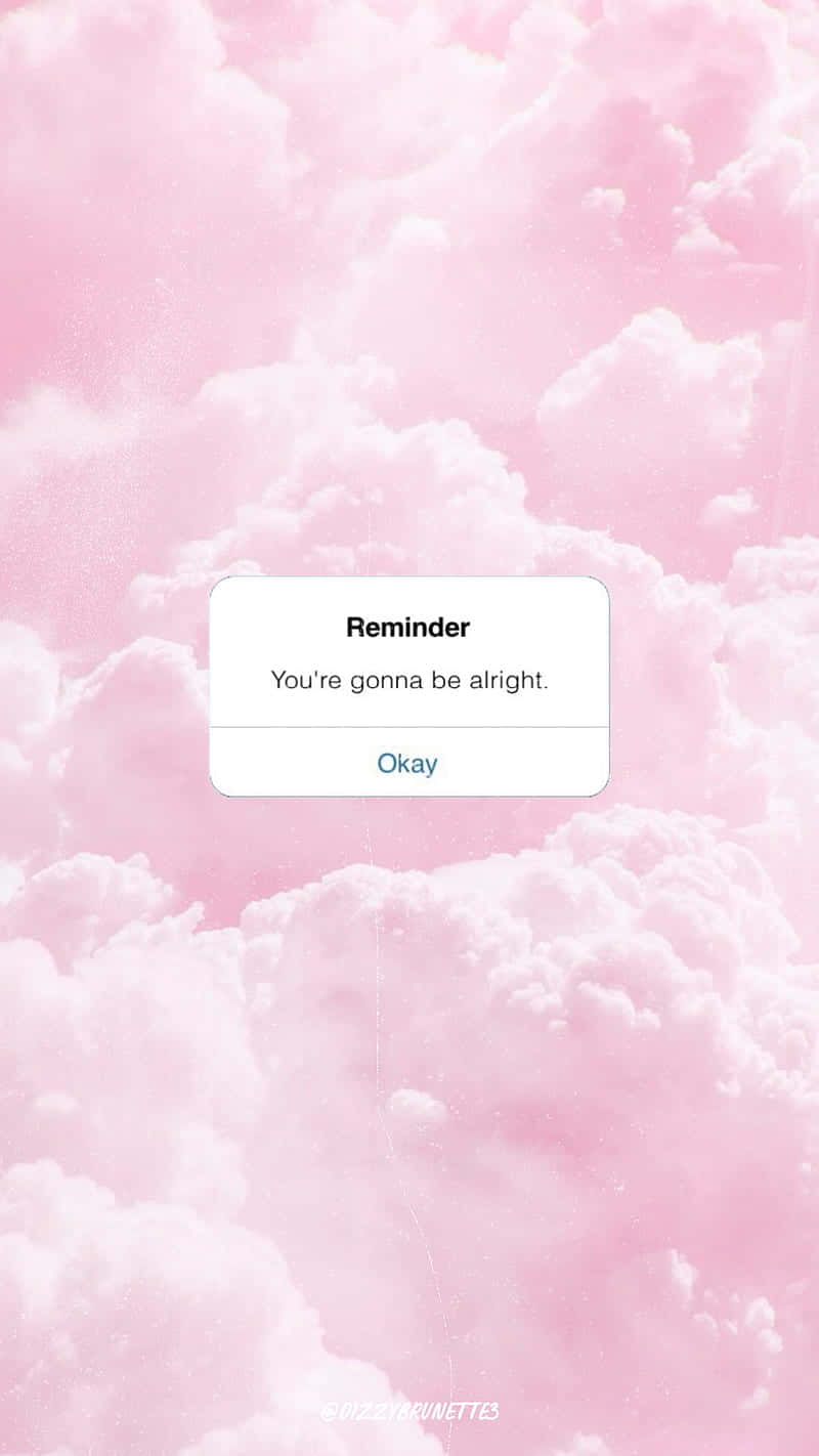 A Pink Background With Clouds And A Text Message Background