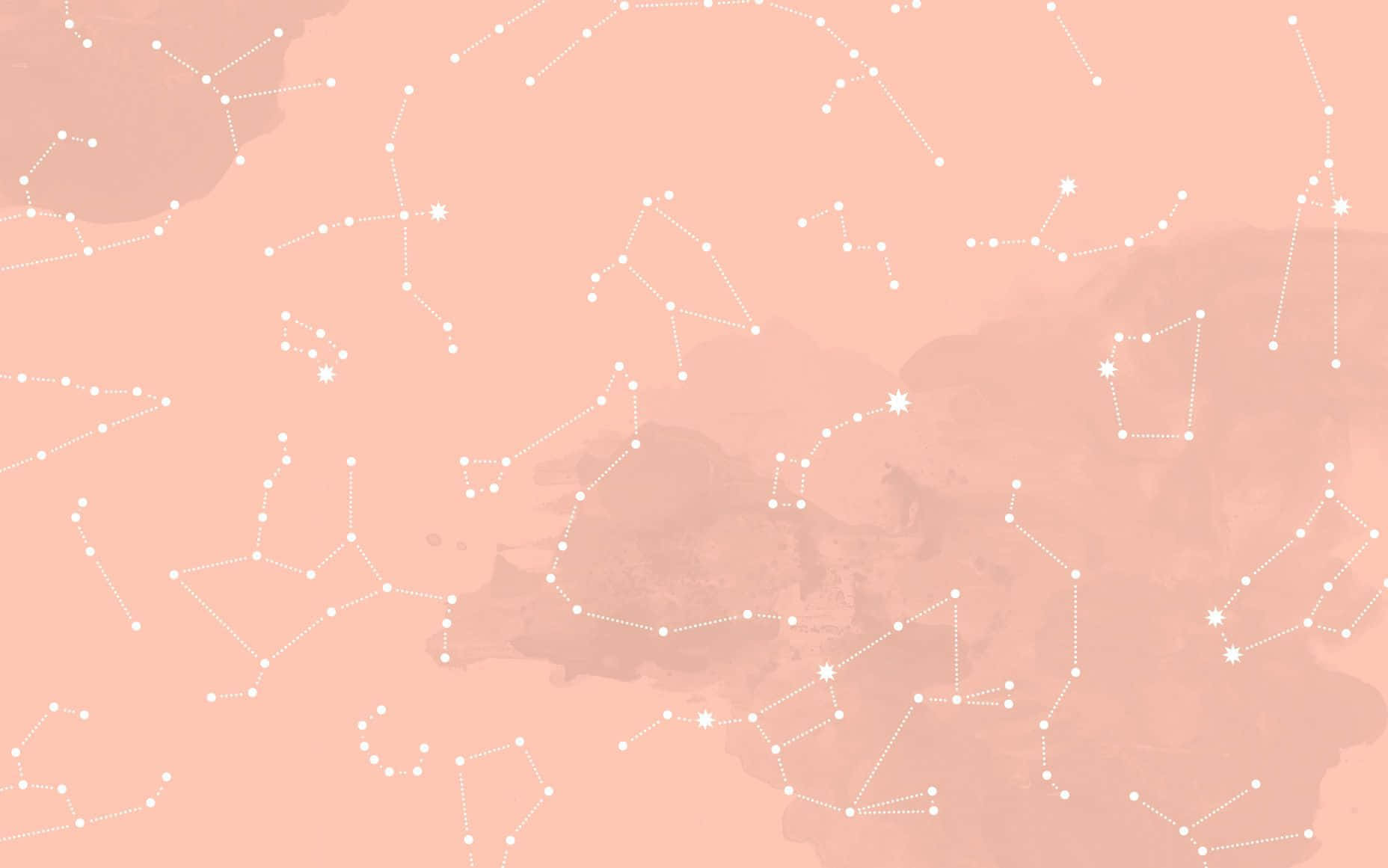 A Pink Background With Constellations On It