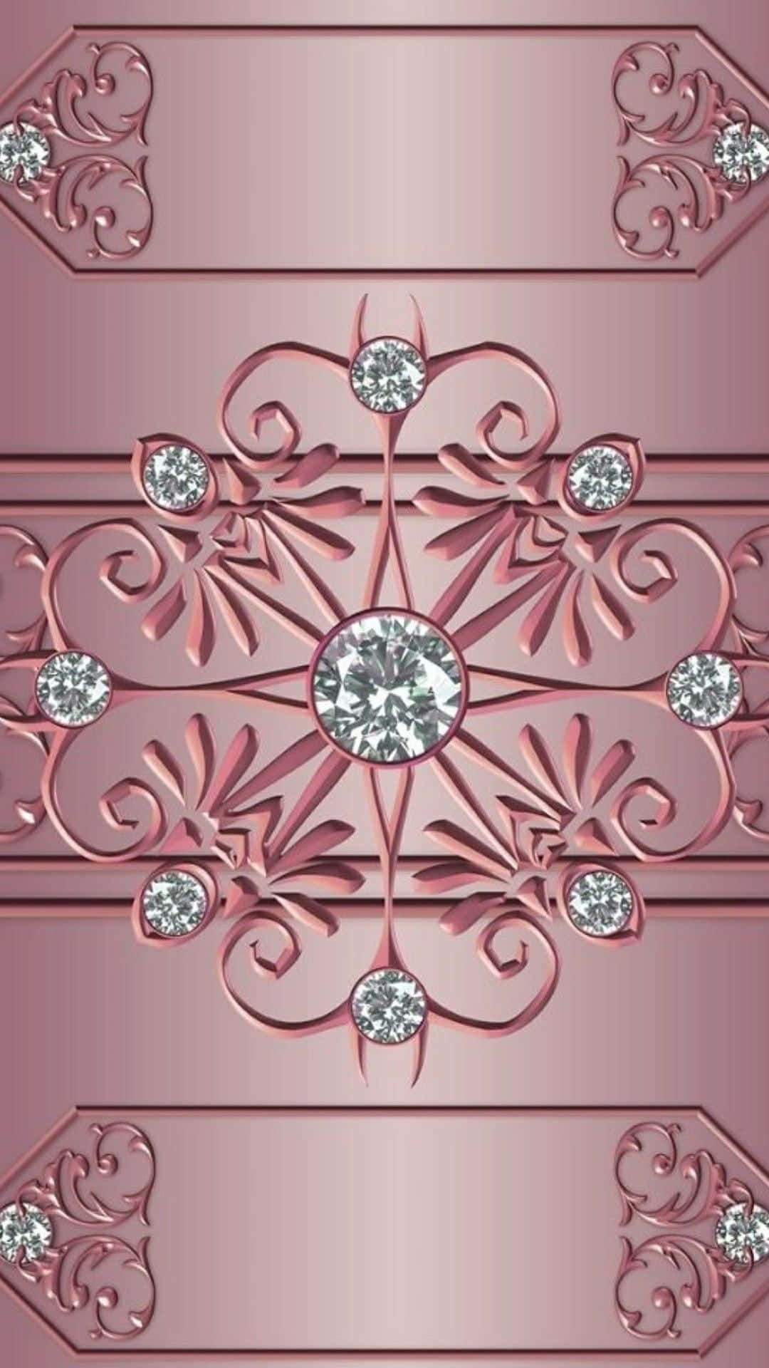 A Pink Background With Diamonds And Ornaments Background