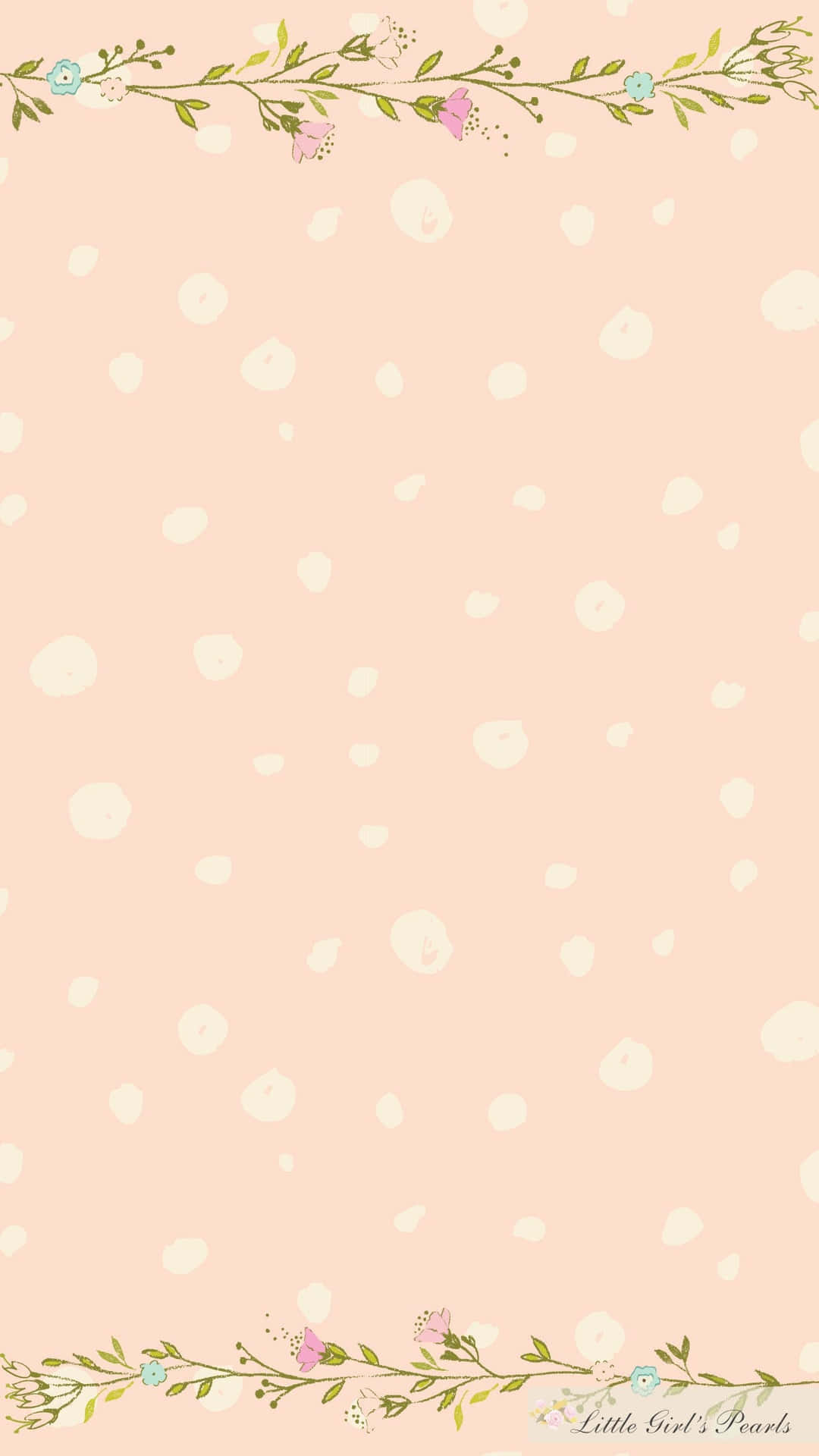 A Pink Background With Flowers And Polka Dots Background